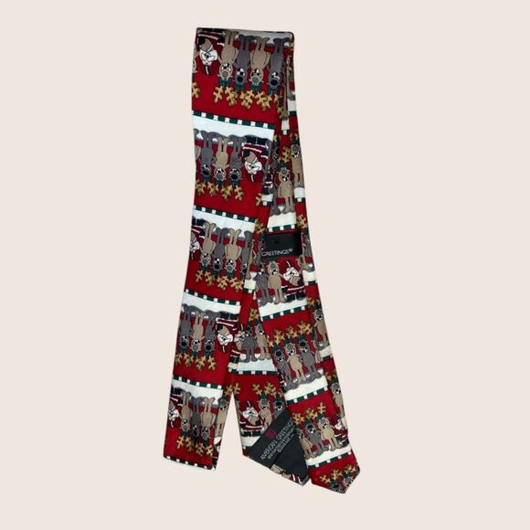 🎅 VINTAGE AMERICAN GREETINGS REINDEER SANTA CLAUS FOOTBALL TIE - Picture 2 of 4